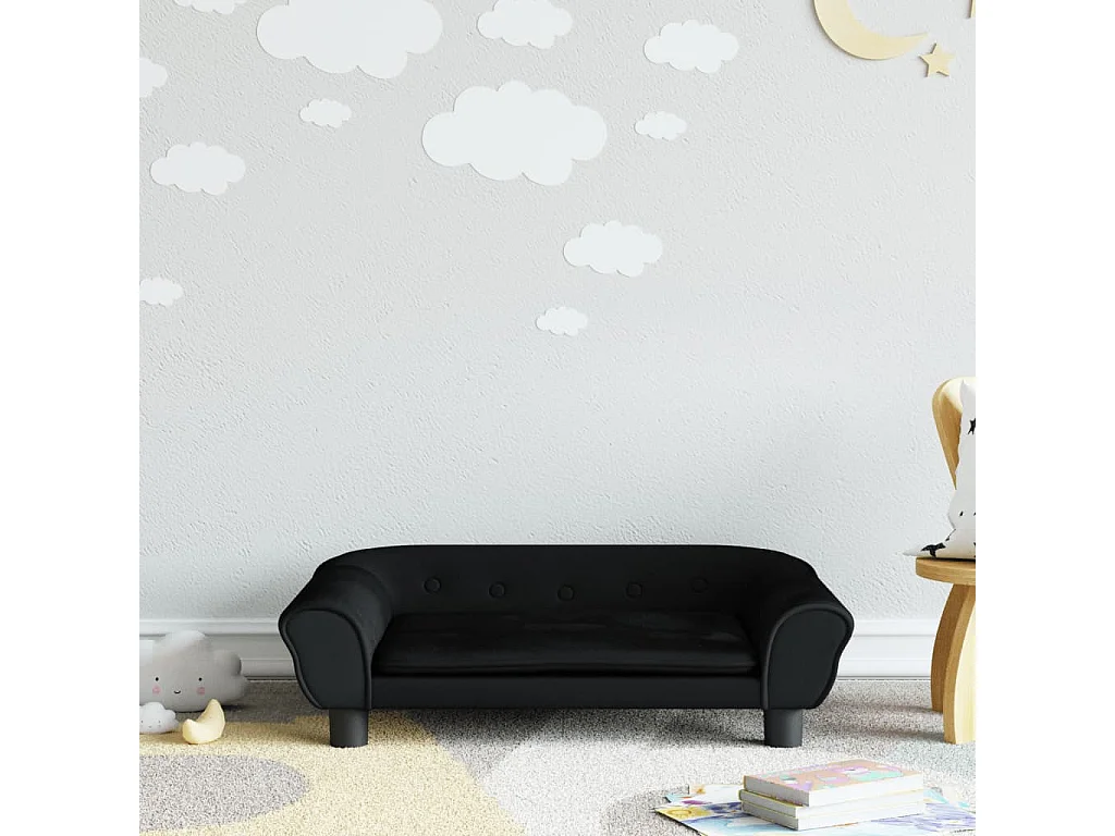Sofá infantil preto 70x45x26 cm veludo