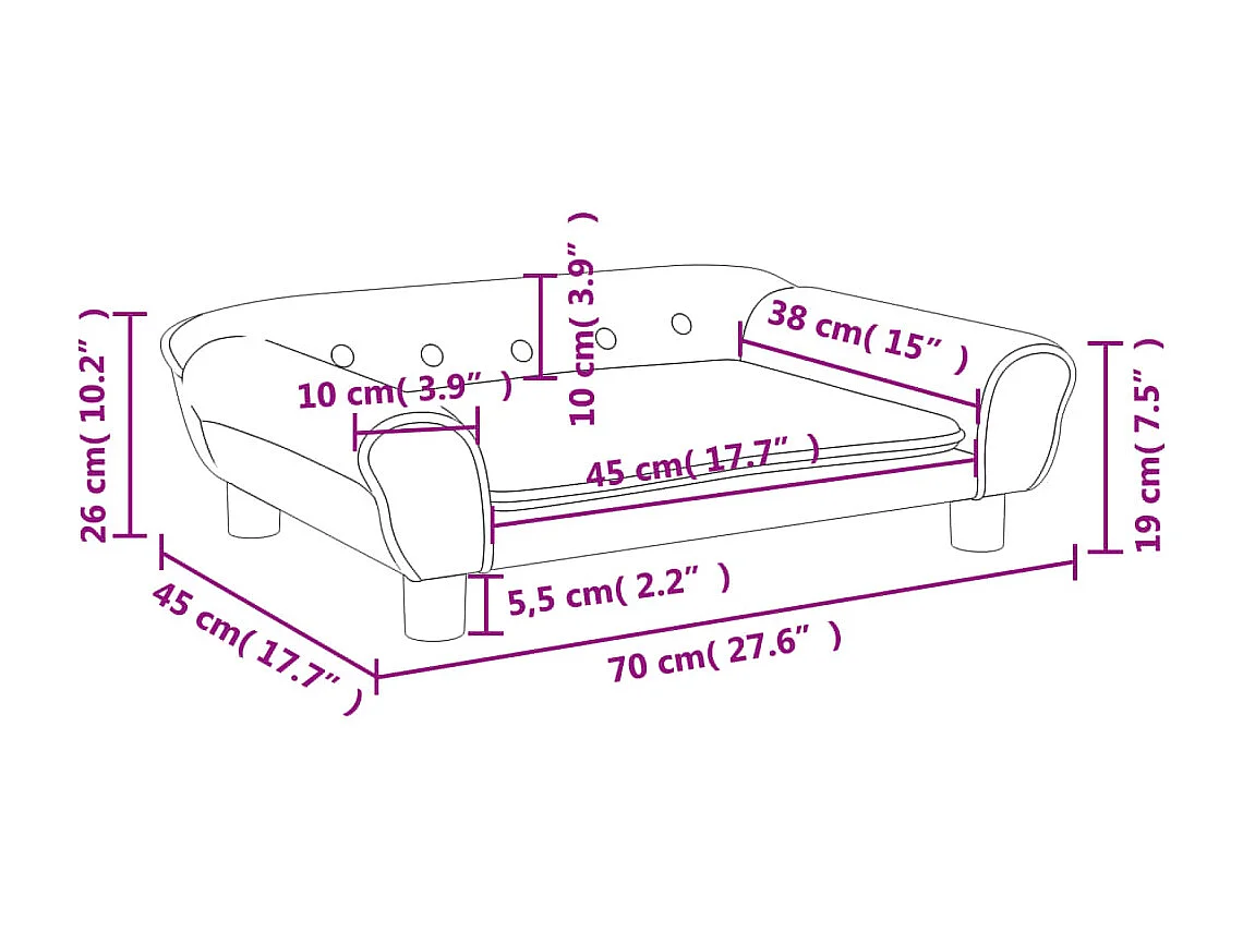 Sofá infantil preto 70x45x26 cm veludo