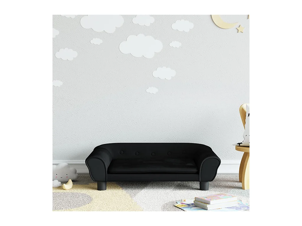 Canapé pour enfants noir 70x45x26 cm velours