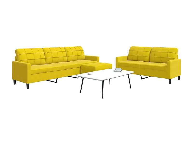 Juego de sofá de 3 piezas con cojines de terciopelo amarillo