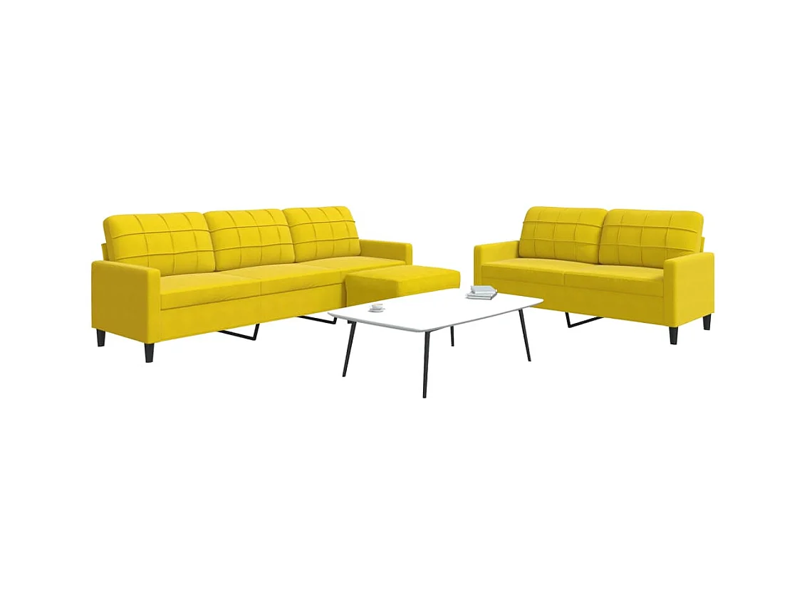 Ensemble de canapés 3 pcs avec coussins Jaune Velours