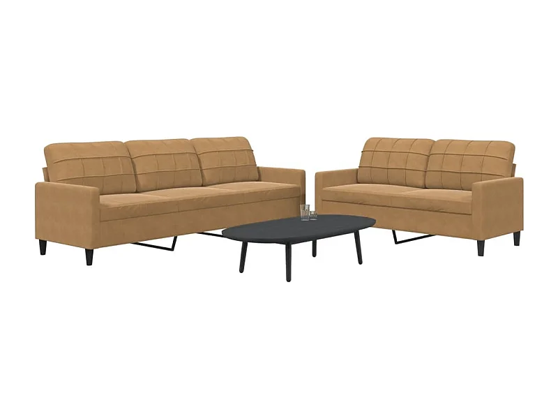 Set di 2 divani con cuscini in velluto marrone