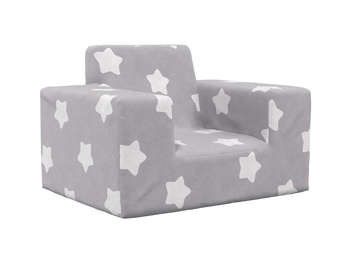 Canapé pour enfants Gris clair avec étoiles Peluche douce