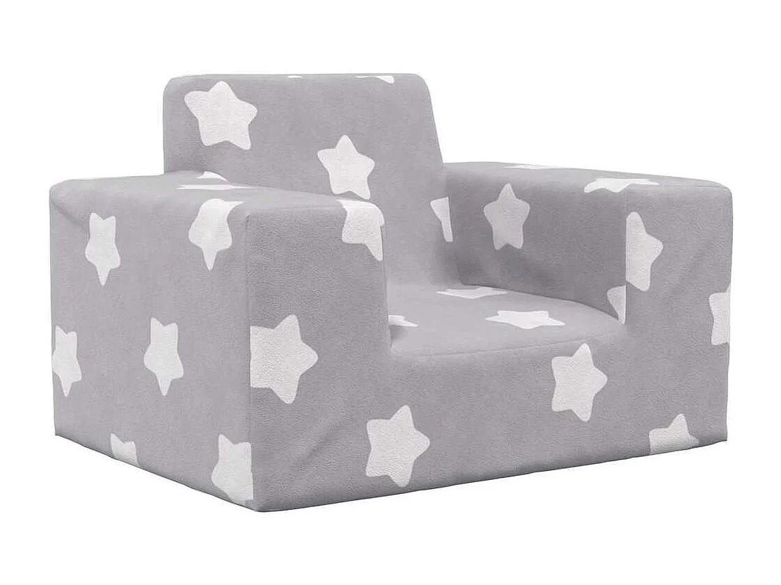 Divano per bambini grigio chiaro con stelle morbido peluche