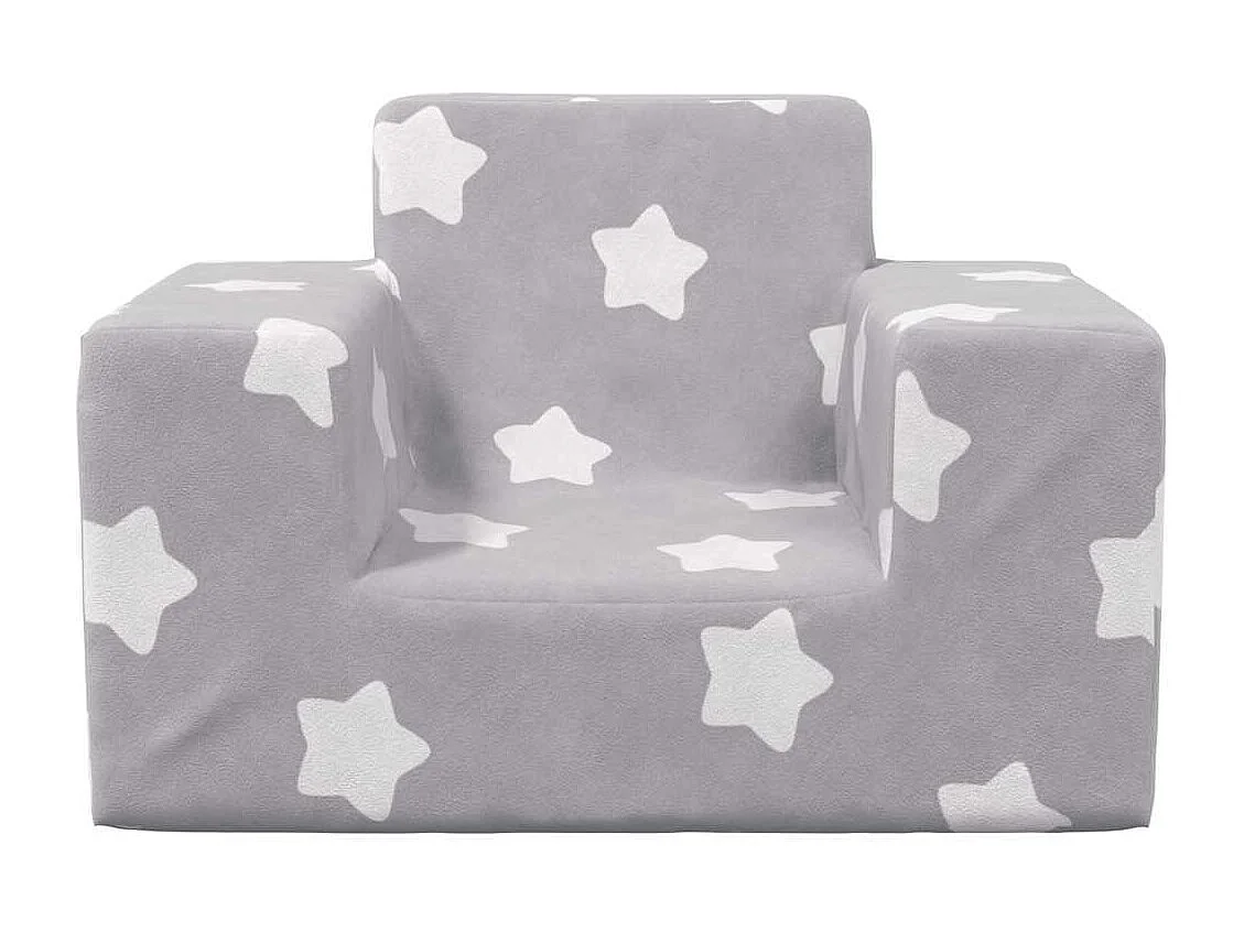 Divano per bambini grigio chiaro con stelle morbido peluche