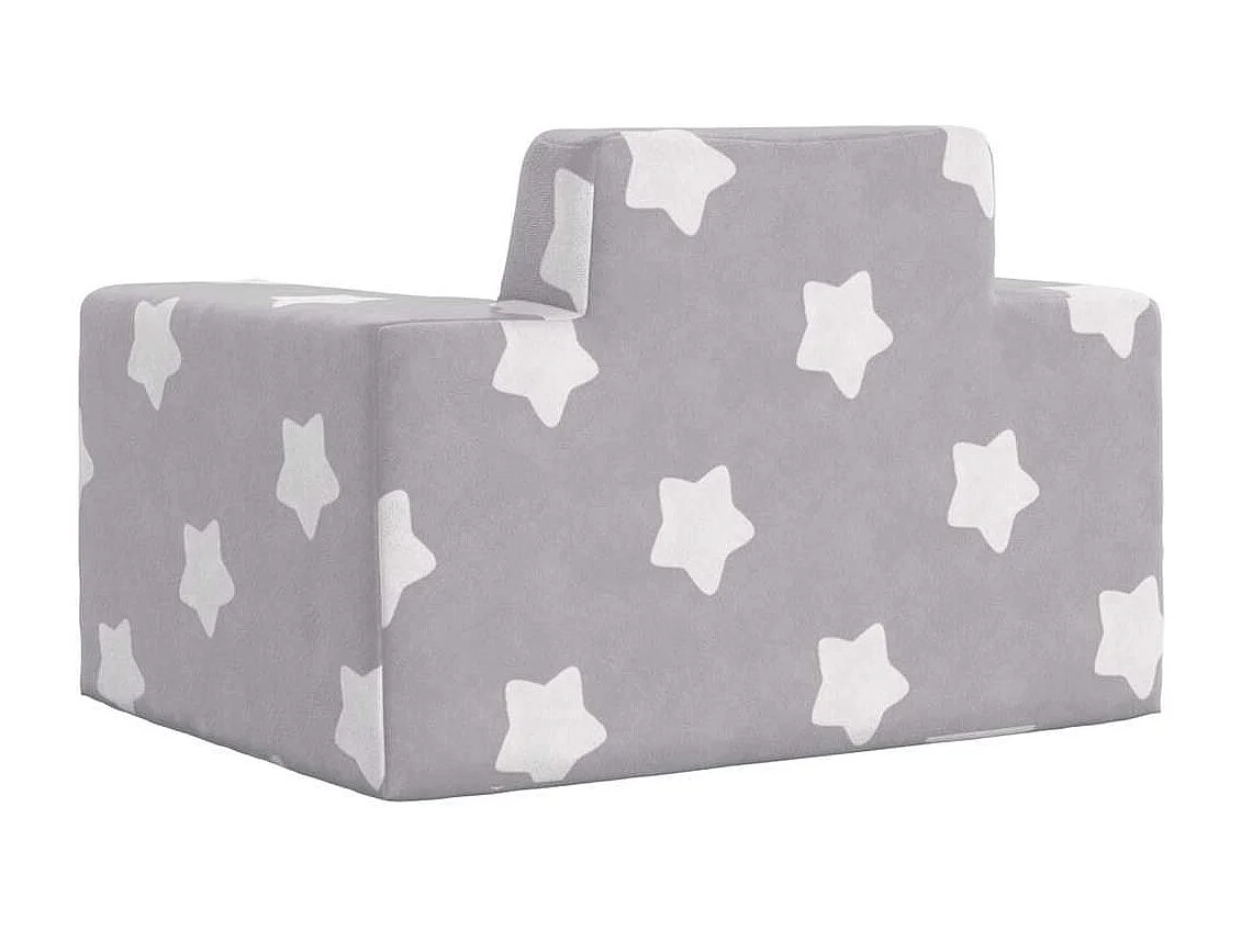 Divano per bambini grigio chiaro con stelle morbido peluche