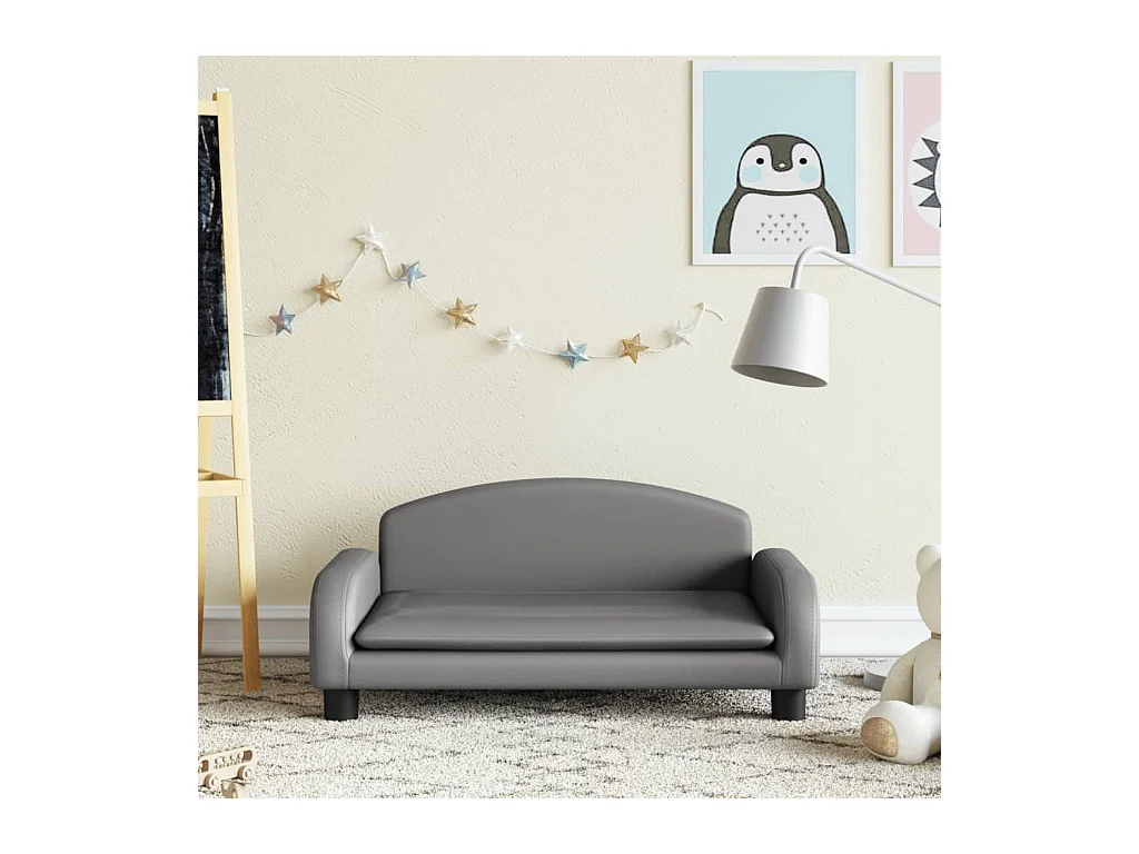 Canapé pour enfants gris 70x45x30 cm similicuir