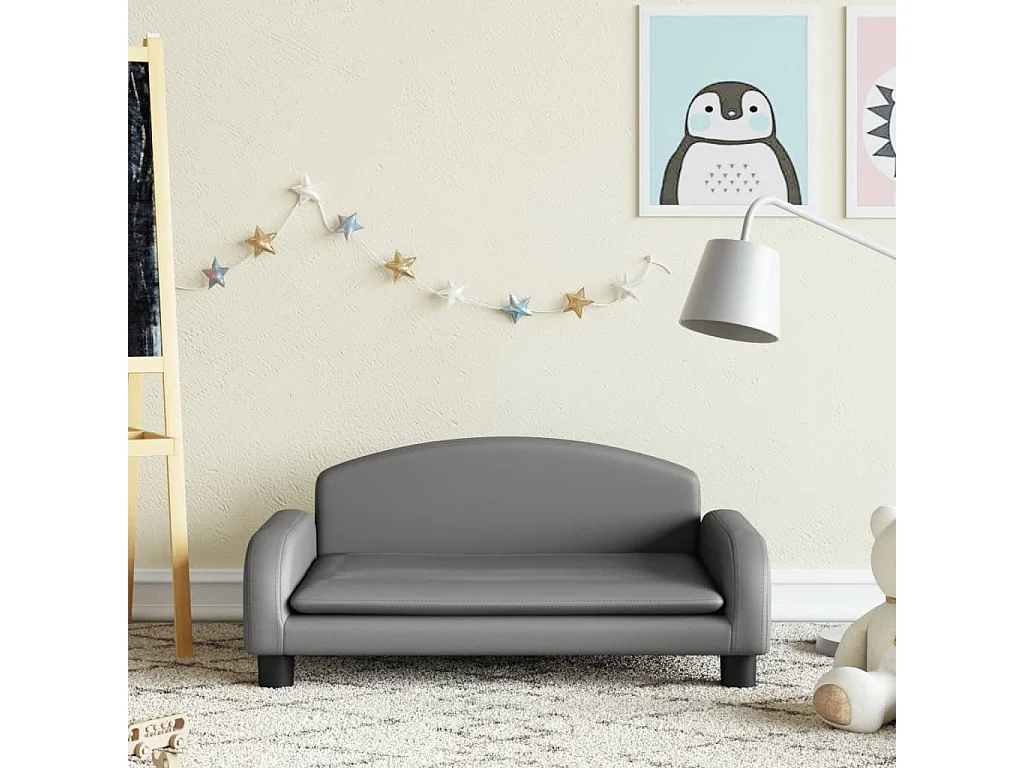 Divano per bambini grigio 70x45x30 cm similpelle