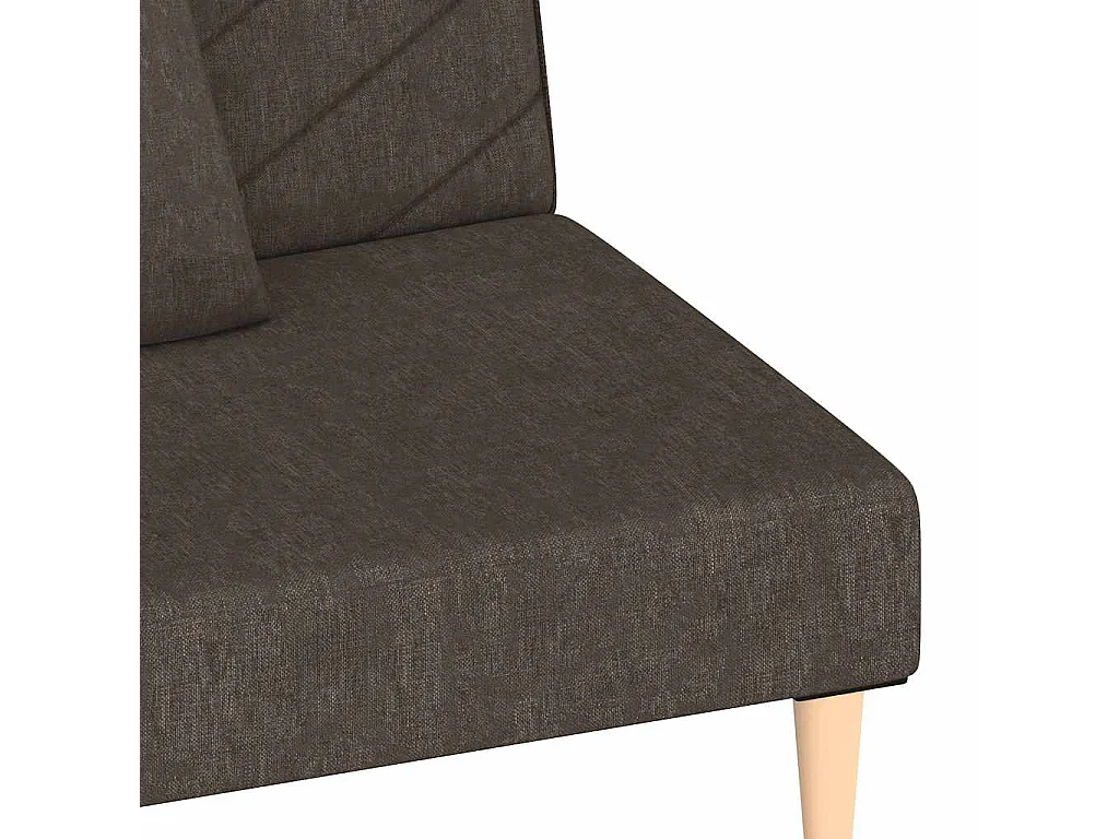 Divano letto a 2 posti con due cuscini in tessuto marrone