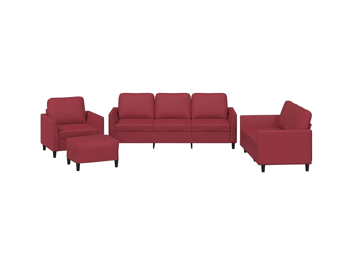 Ensemble de canapés 4 pcs et coussins Rouge bordeaux Similicuir