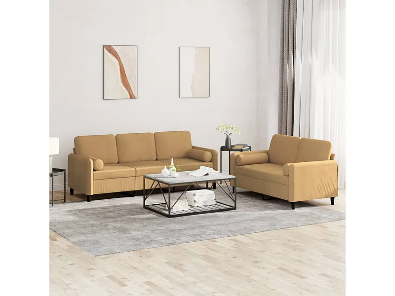 Set di 2 divani con cuscini in velluto marrone