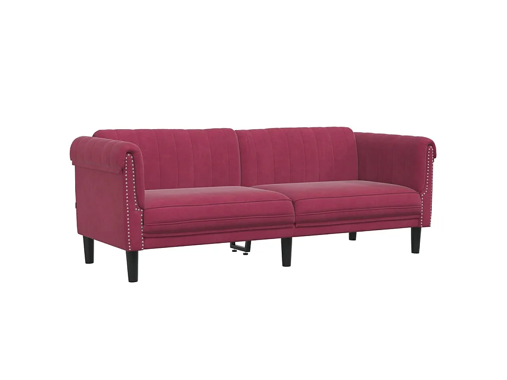Ensemble de canapés 3 pcs rouge bordeaux velours