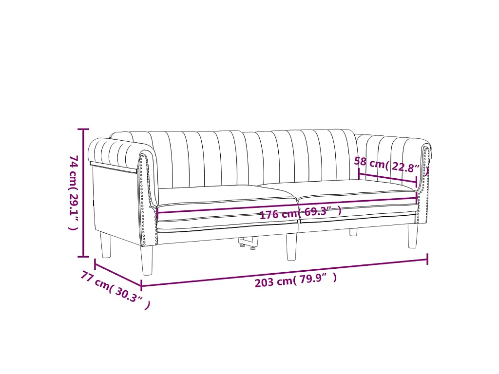 Ensemble de canapés 3 pcs rouge bordeaux velours