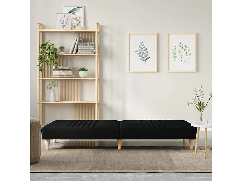 Sofá cama de tecido preto