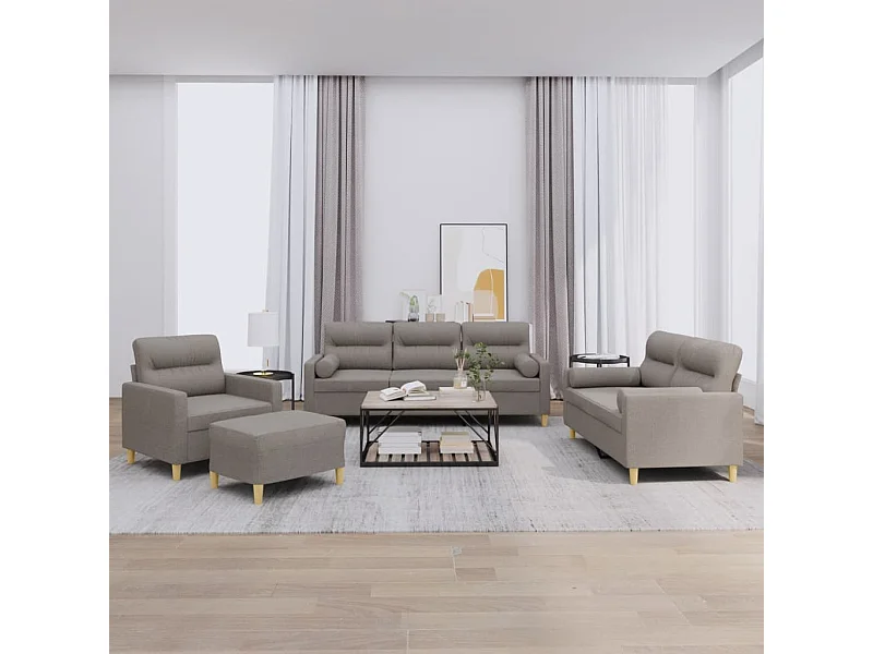 Ensemble de canapés 4 pcs avec coussins taupe tissu