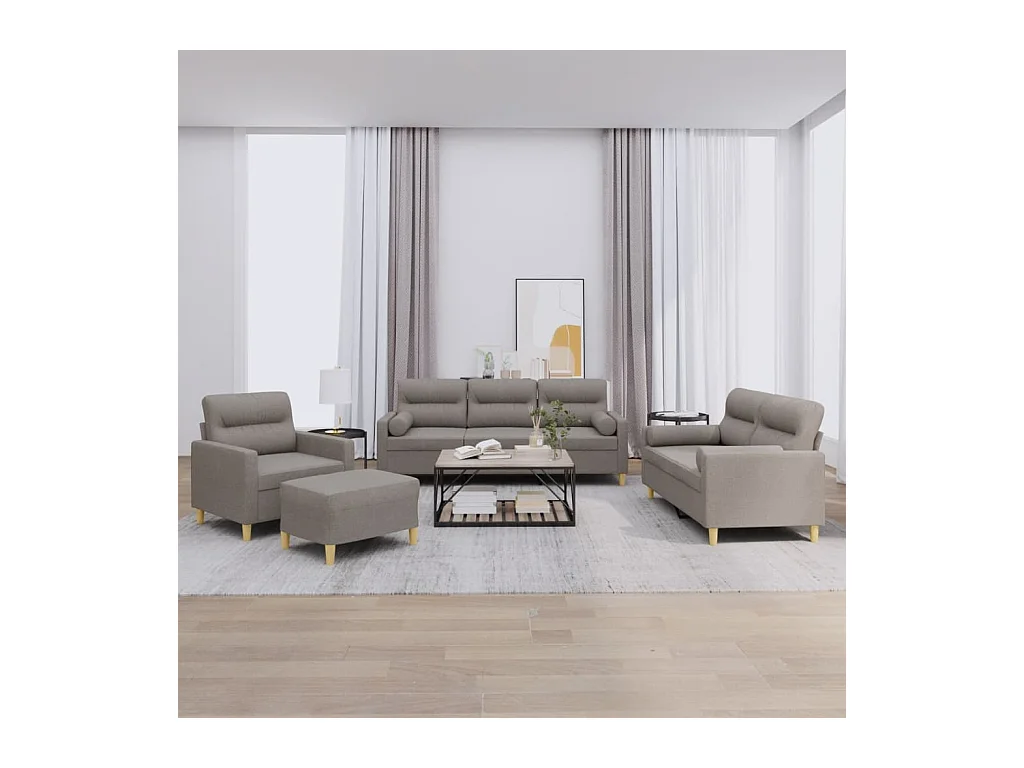 Ensemble de canapés 4 pcs avec coussins taupe tissu