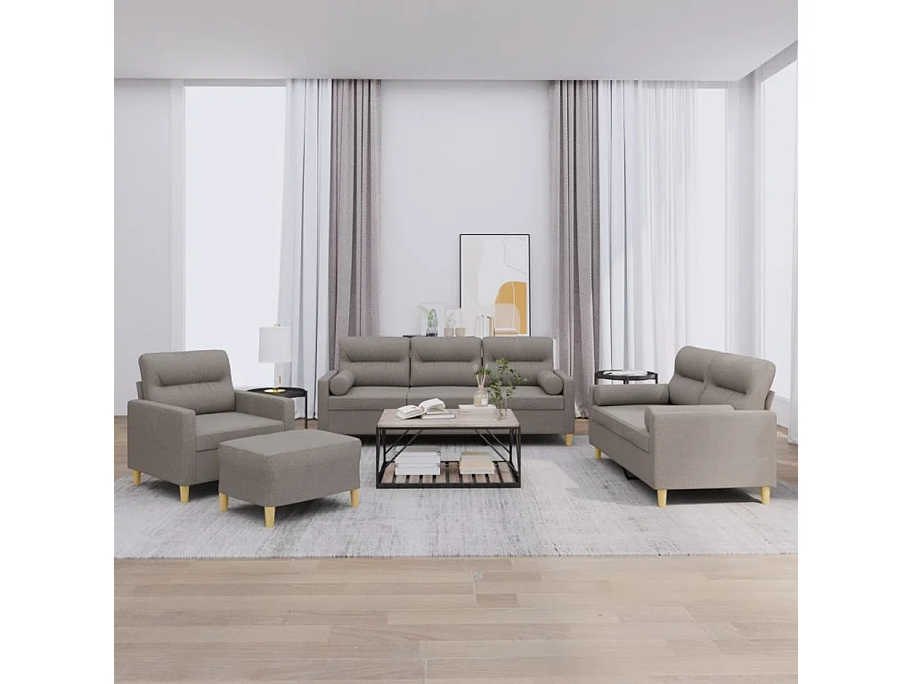 Ensemble de canapés 4 pcs avec coussins taupe tissu