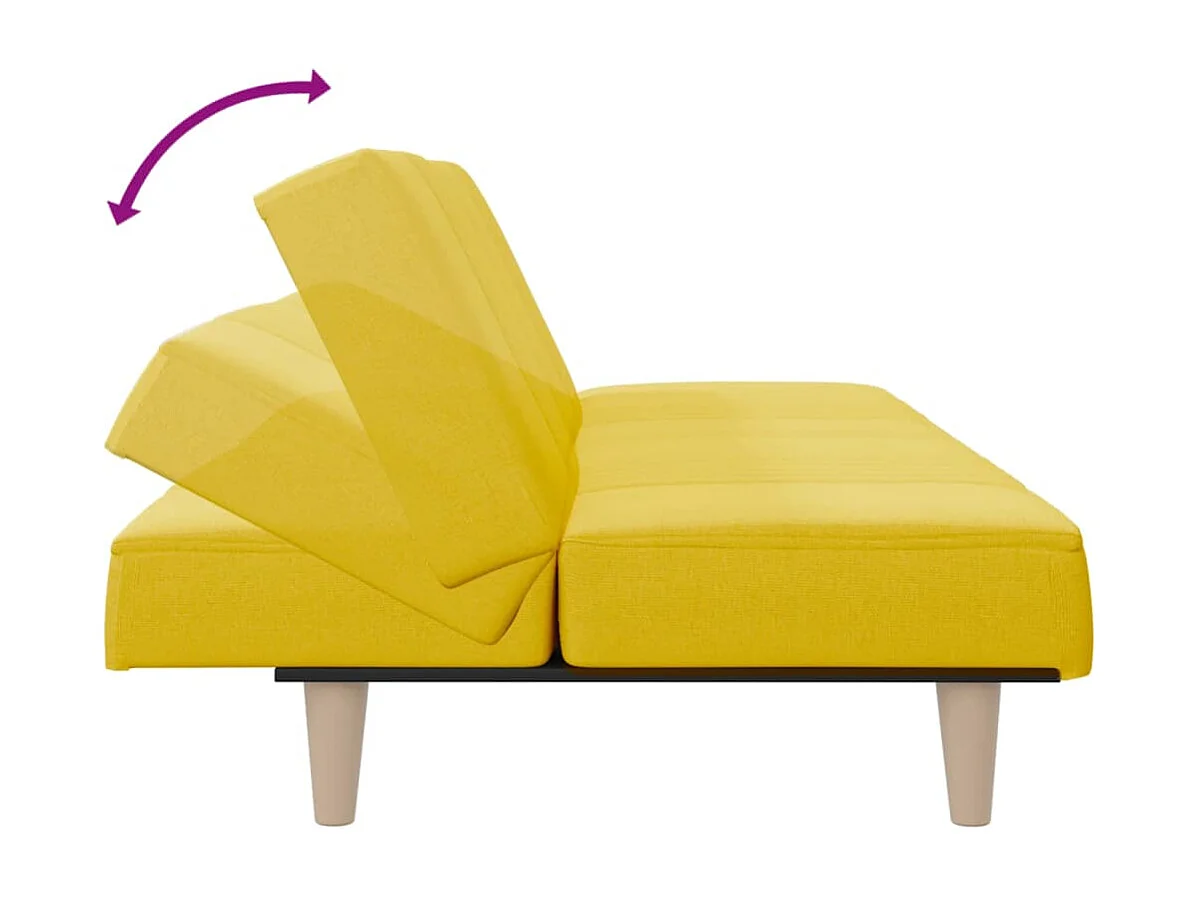 Sofá cama de tela de color amarillo claro