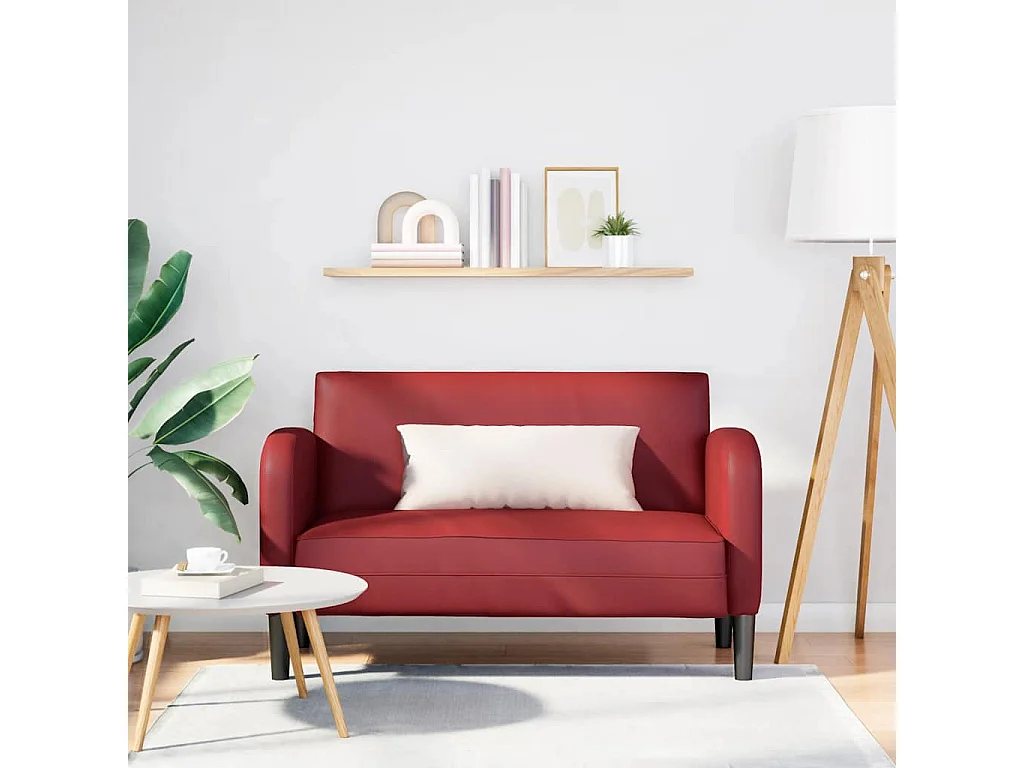 Divano a due posti rosso bordeaux 110 cm similpelle
