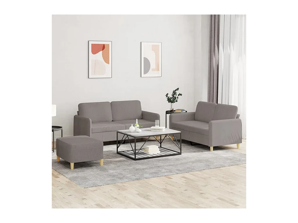 Ensemble de canapés 3 pcs avec coussins Taupe Tissu