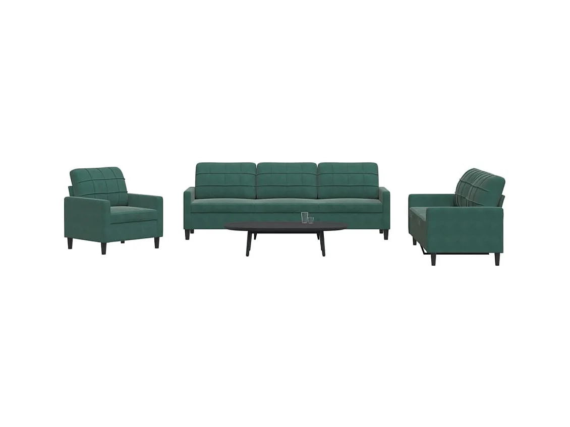 Ensemble de canapés 4 pcs avec coussins Vert foncé Velours