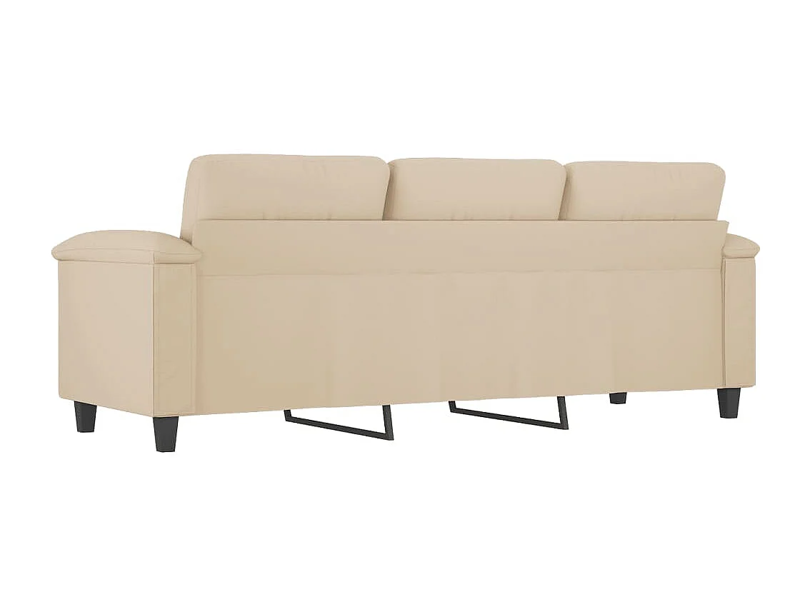Canapé à 3 places Crème 180 cm Tissu microfibre
