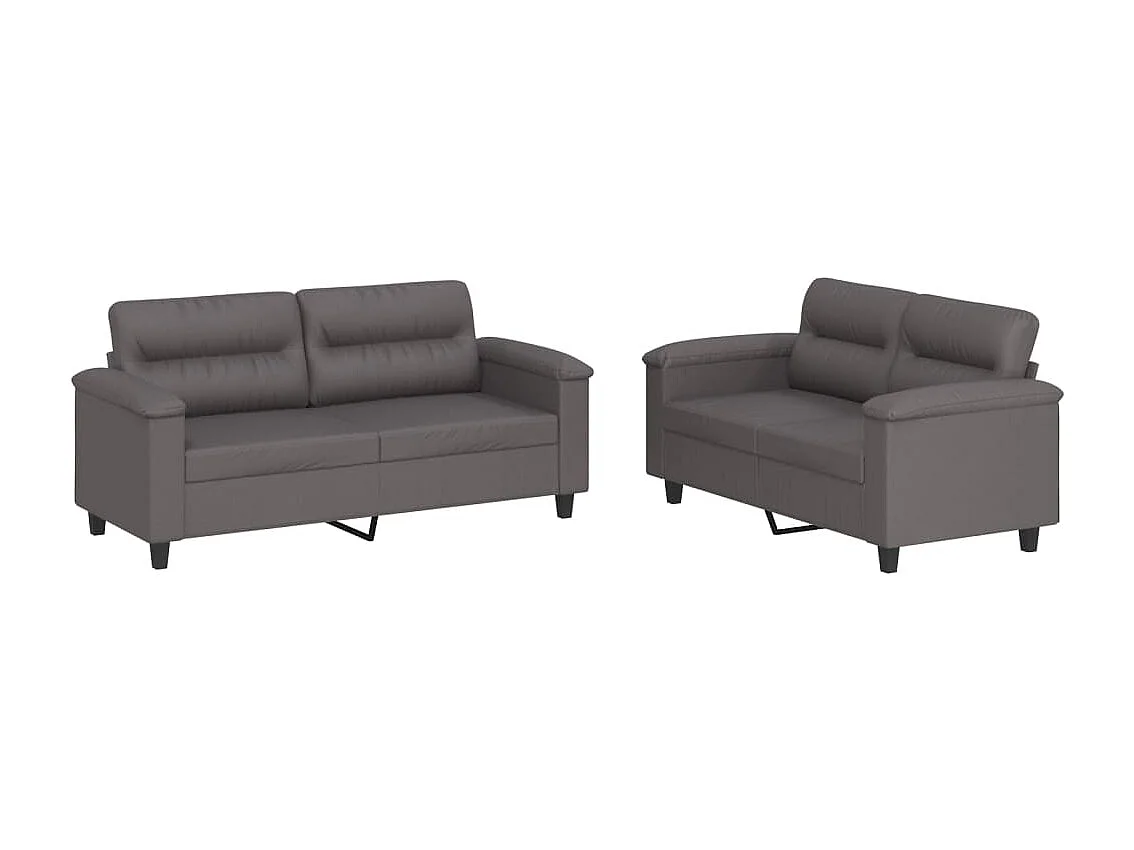 Ensemble de canapés 2 pcs avec coussins Gris Similicuir