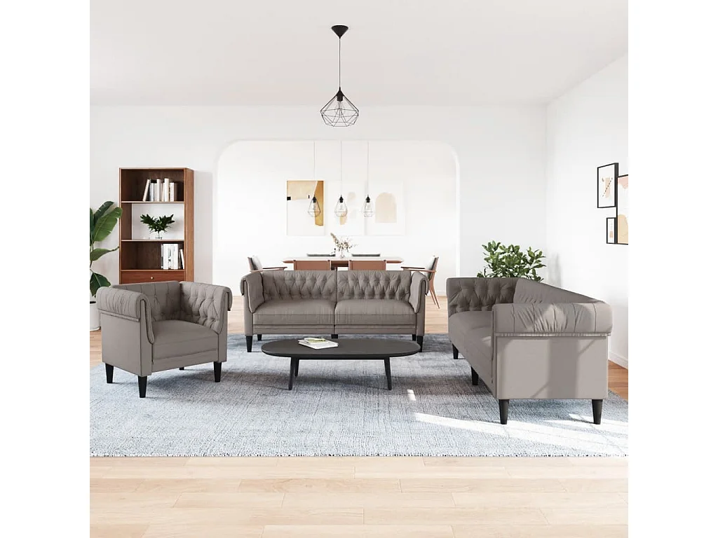 Conjunto de sofá de 3 peças em tecido taupe
