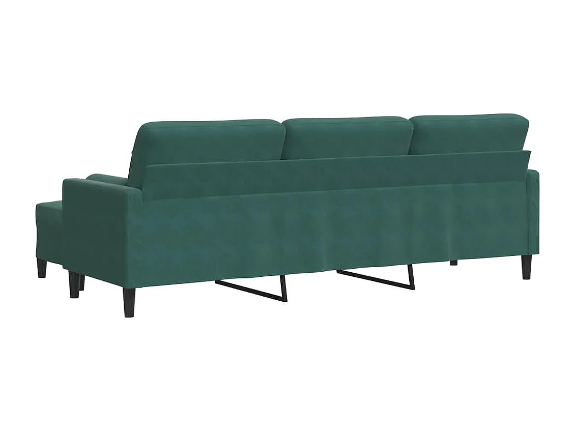 Canapé à 3 places avec repose-pieds Vert foncé 210 cm Velours