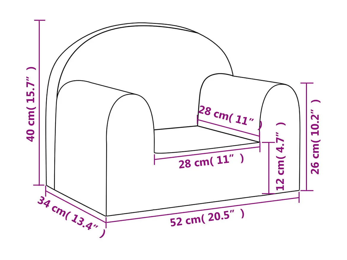 Divano per bambini grigio chiaro in morbido peluche