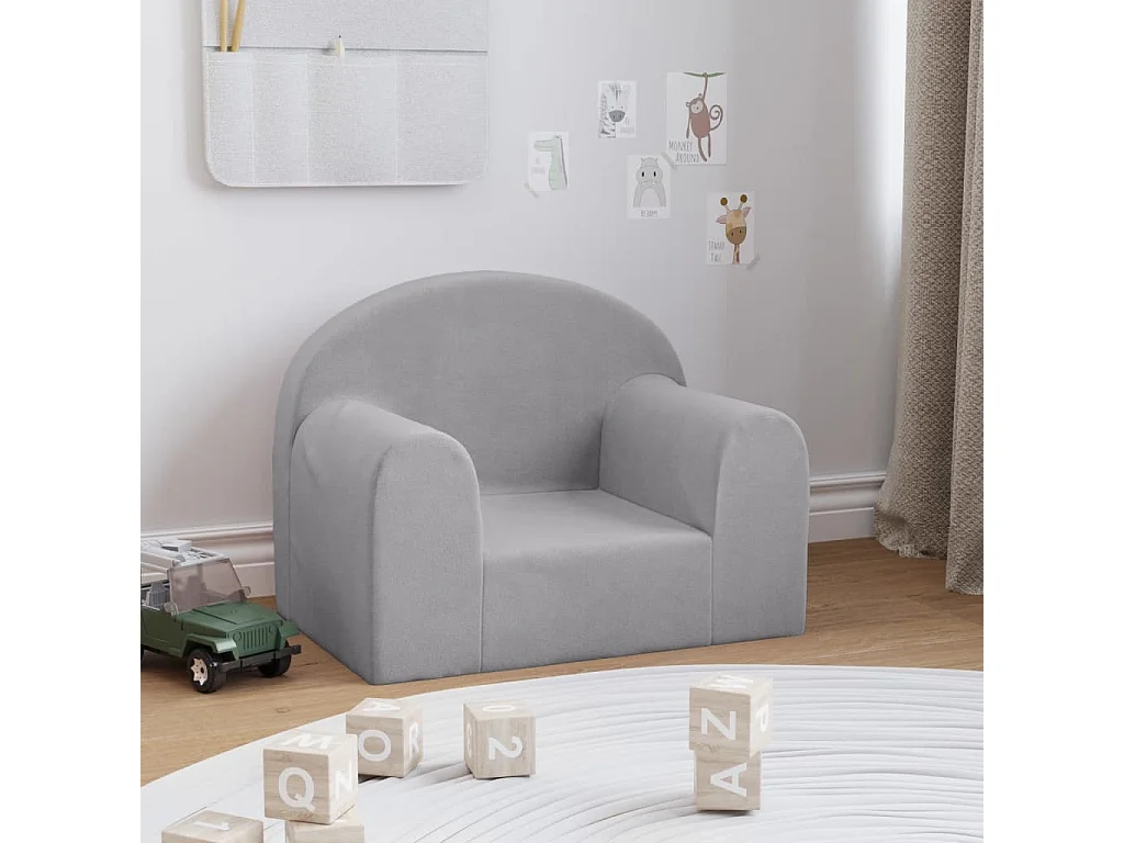 Canapé pour enfants gris clair peluche douce
