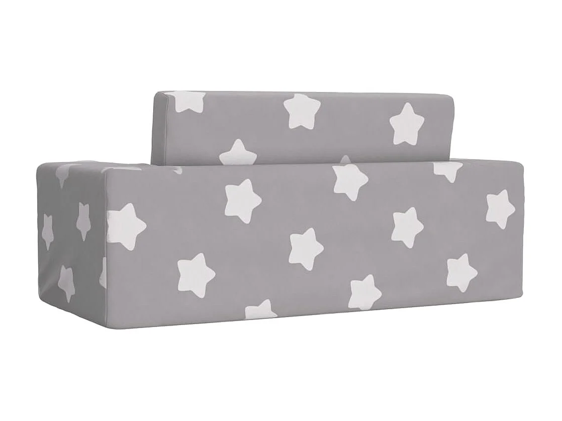 Sofá-cama infantil 2 lugares cinza claro estrelas pelúcia macia