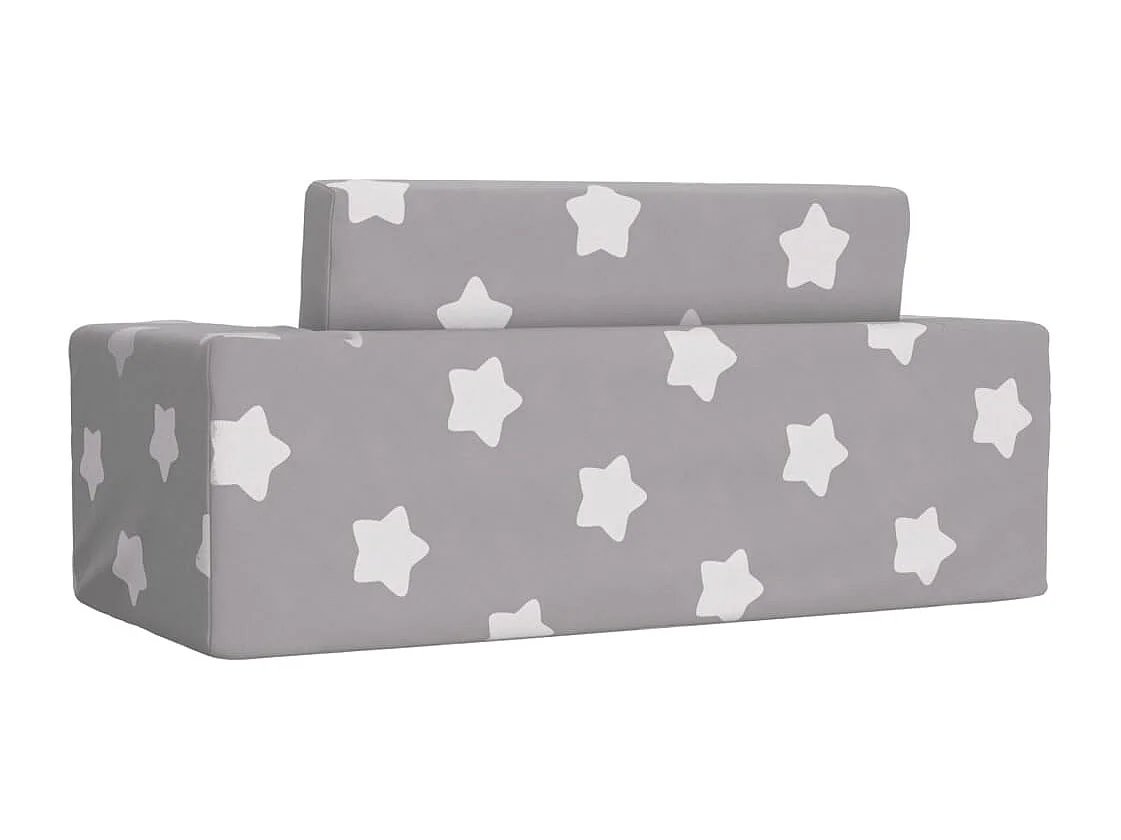 Sofá-cama infantil 2 lugares cinza claro estrelas pelúcia macia