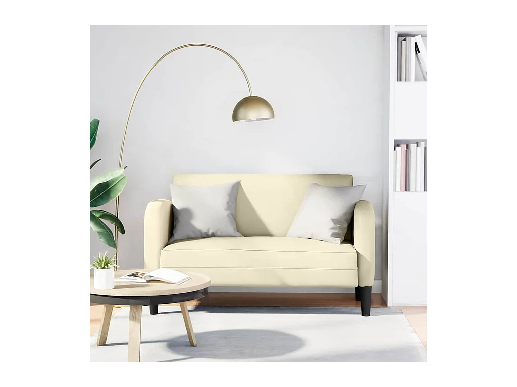 Sofá de dois lugares em couro sintético creme 110 cm