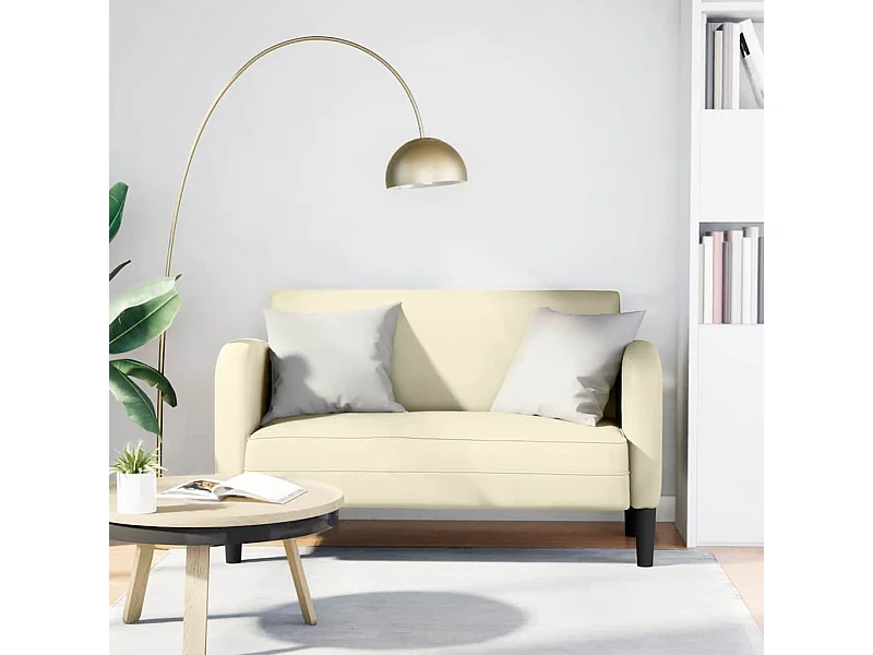 Sofá de dois lugares em couro sintético creme 110 cm