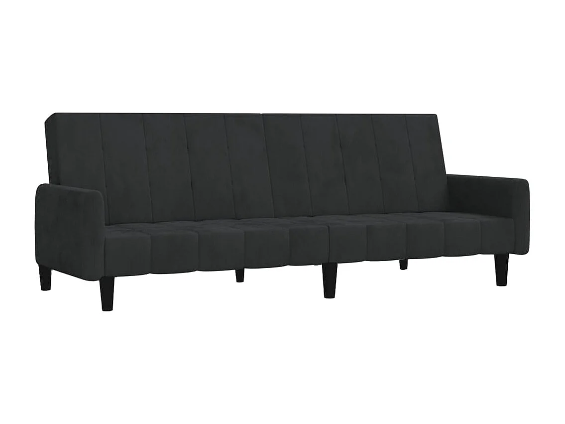 Sofá-cama de 2 lugares em veludo preto