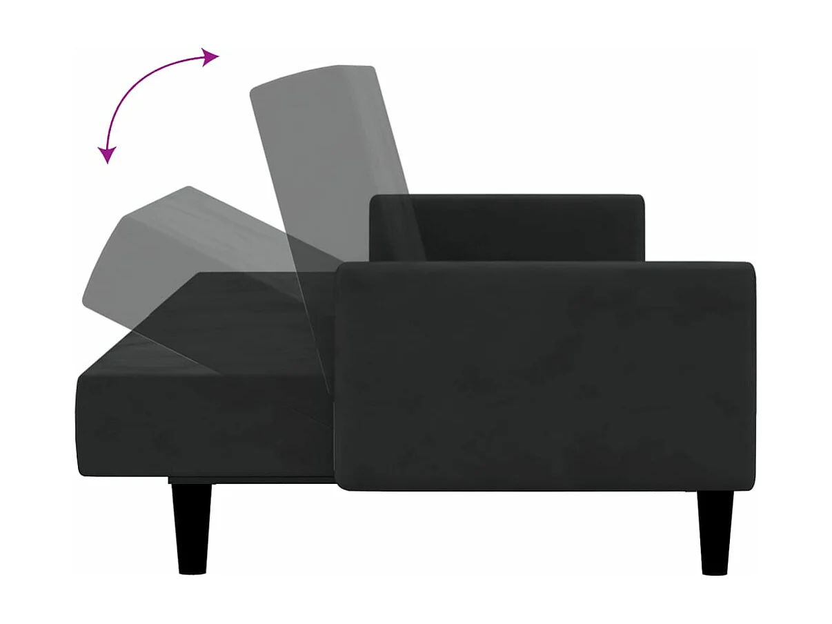 Canapé-lit 2 places noir velours