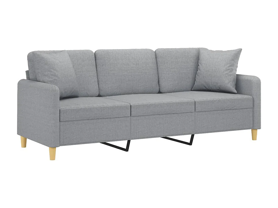 Canapé 3 places avec oreillers gris clair 180 cm tissu