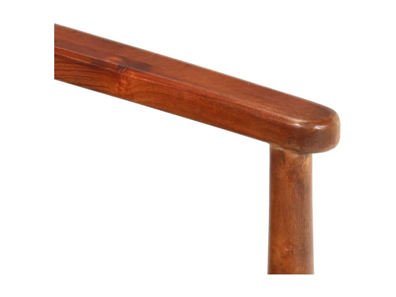 Canapé 2 places noir cuir véritable et bois d'acacia solide