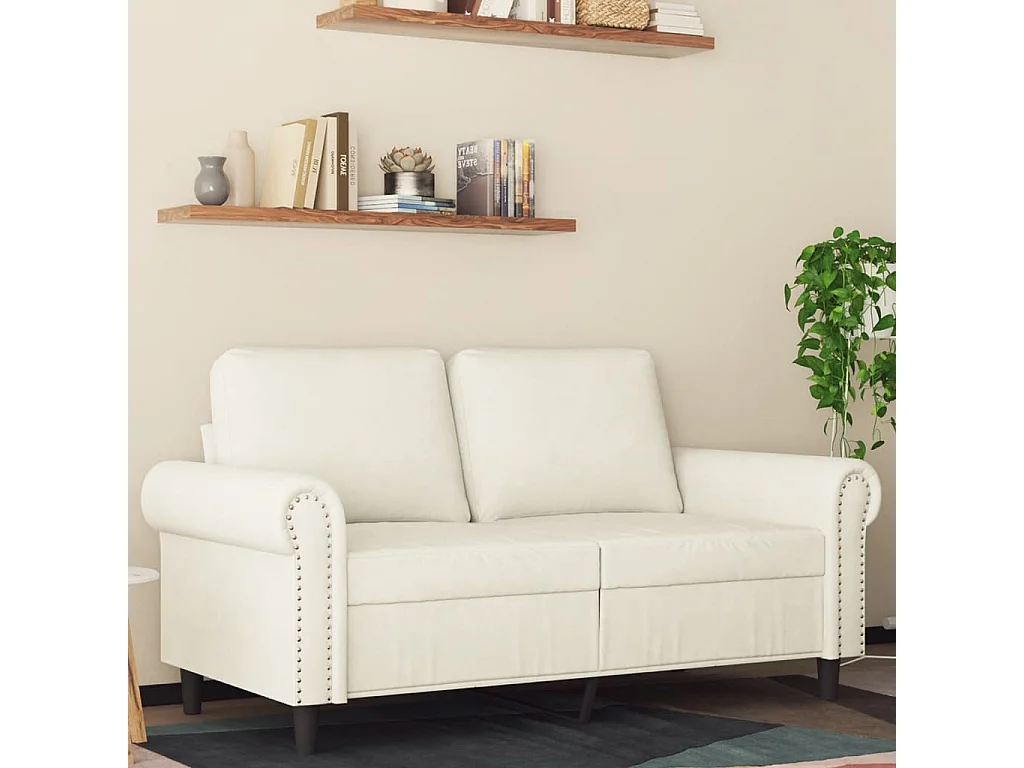 Sofá 2 lugares Creme 120 cm Veludo