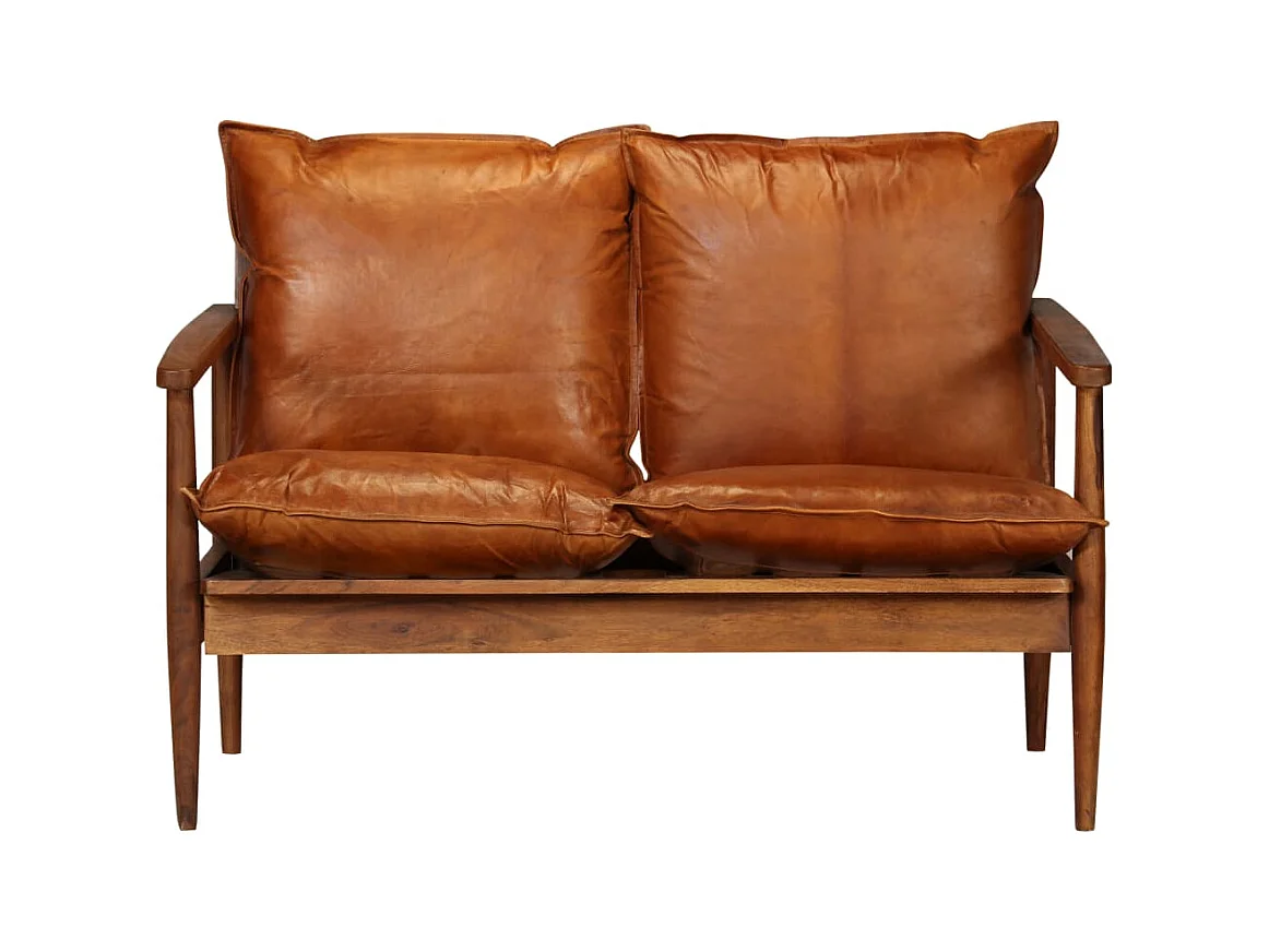 3-tlg. Sofagarnitur Echtleder Massivholz Akazie