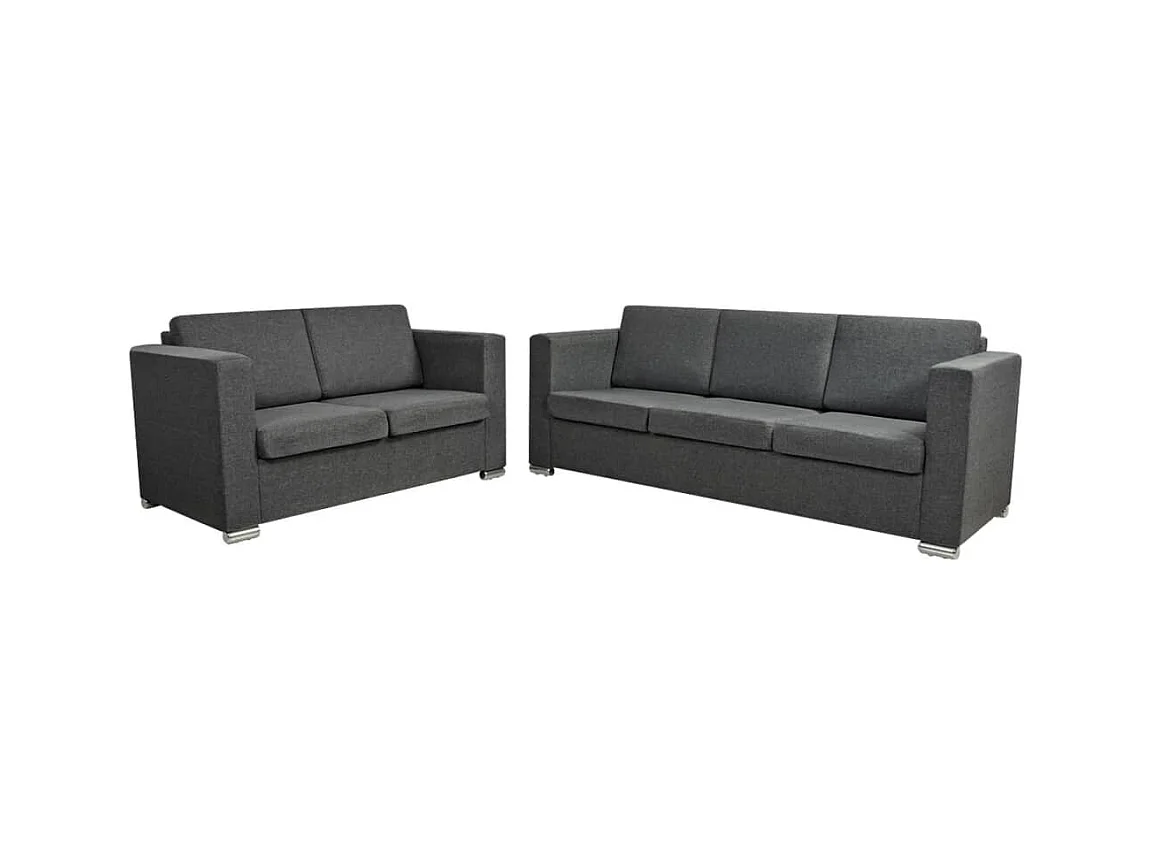 Tweedelige bankstel donkergrijze stof