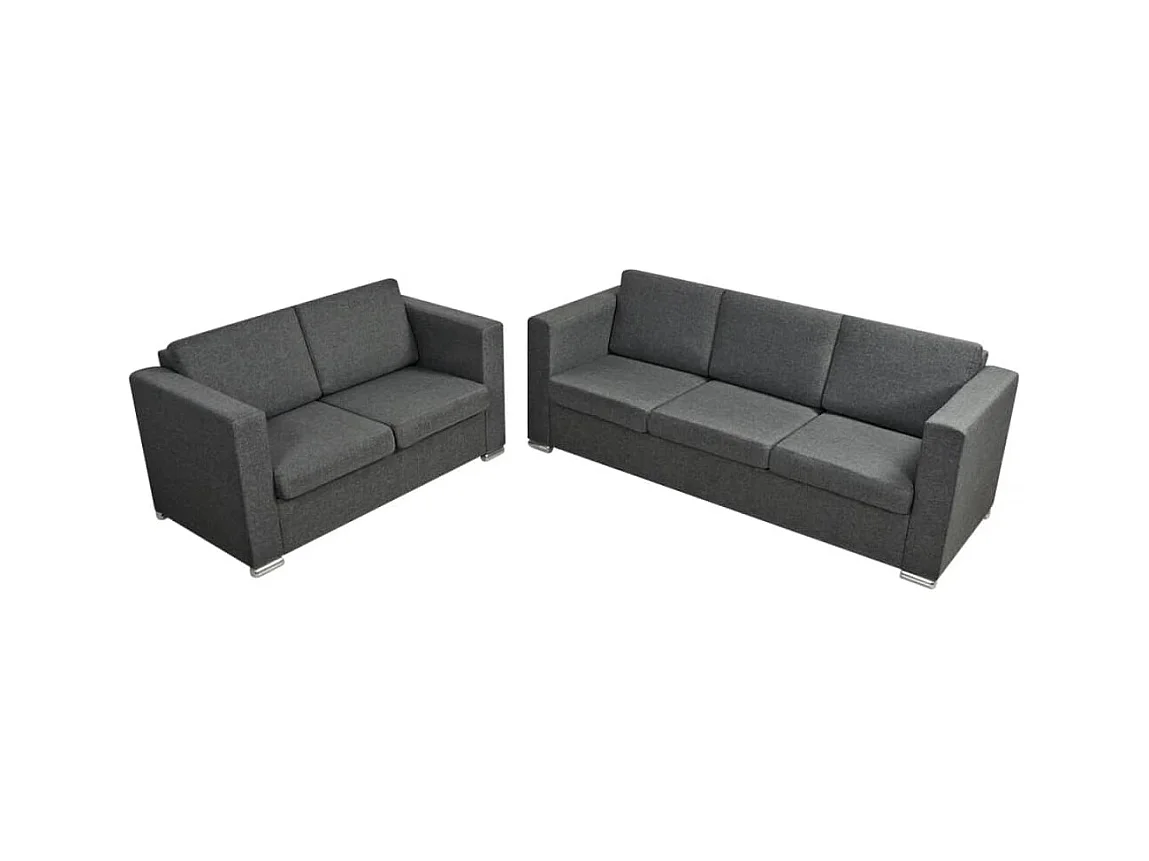 Tweedelige bankstel donkergrijze stof