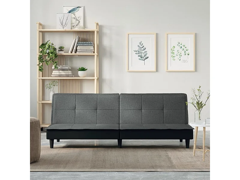 Sofá cama de tela gris oscuro