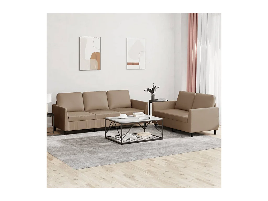 Ensemble de canapés 2 pcs avec coussins Cappuccino Similicuir