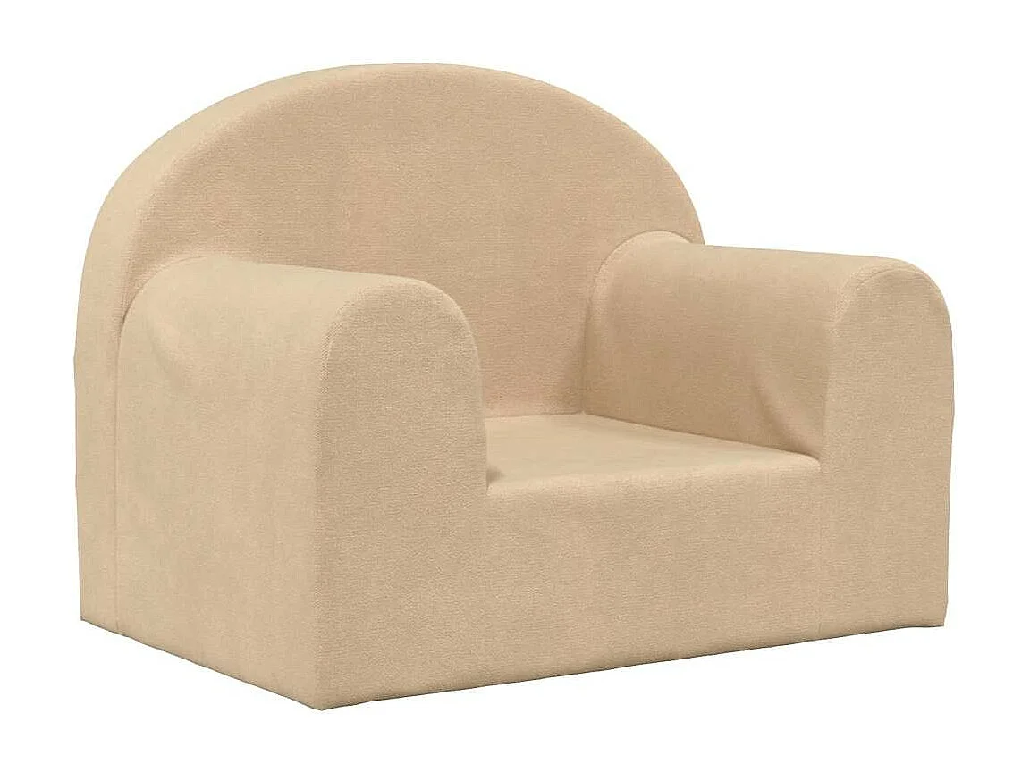 Sofá infantil macio de pelúcia creme