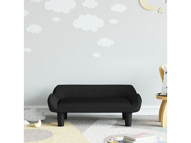 Sofá infantil terciopelo negro 70x40x24 cm