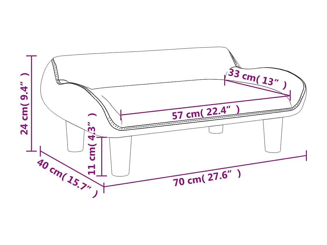 Kinderbank zwart 70x40x24 cm fluweel