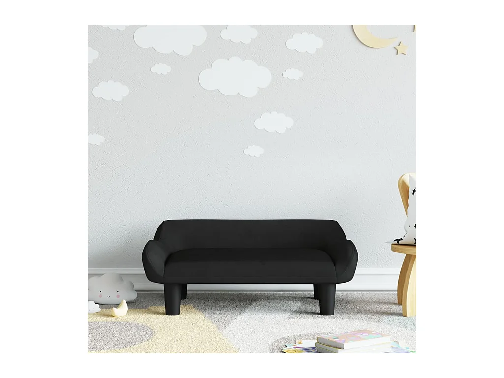 Canapé pour enfants noir 70x40x24 cm velours