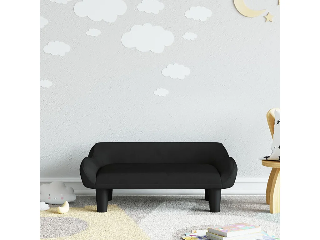 Canapé pour enfants noir 70x40x24 cm velours
